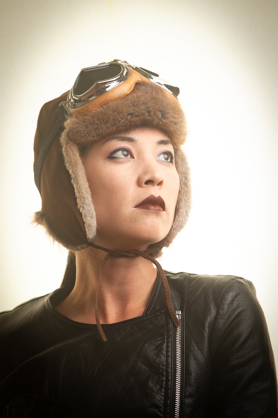 Wei Hwu, wearing an aviator cap and goggles